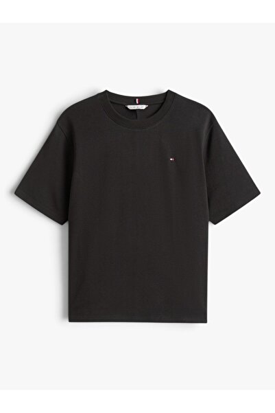 Tommy Hilfiger MODERN INTERLOCK BOXY SS TEE Kadın Siyah T-Shirt - WW0WW47458