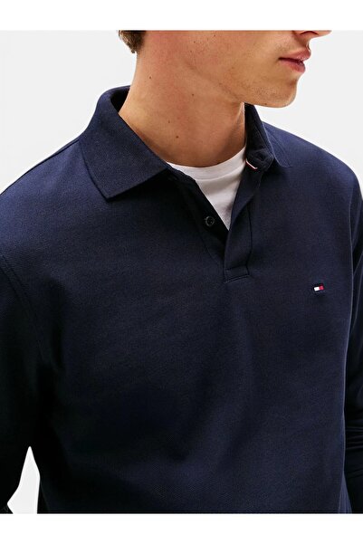 Tommy Hilfiger 1985 REGULAR LS POLO Erkek Mavi T-Shirt - MW0MW20183