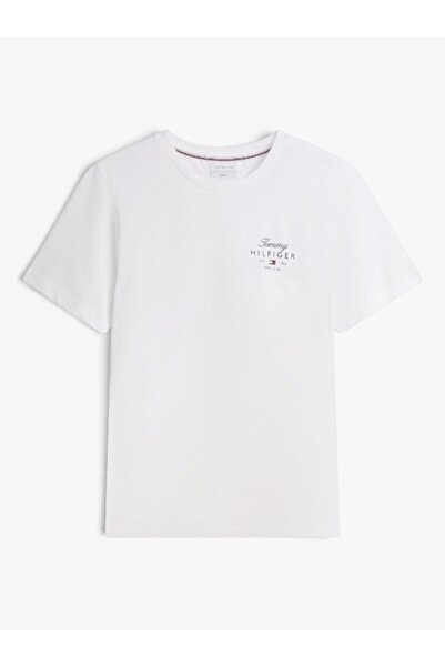 Tommy Hilfiger Men's Short Sleeve Crew Neck Lettering Pattern Slim Fit White ...