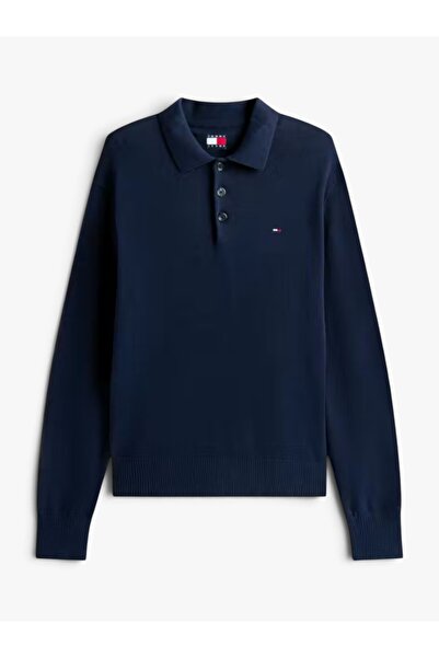 Tommy Hilfiger Erkek Mavi Triko Kazak