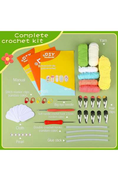 Arabest DIY Cartoon Doll Crochet Material Kit,Beginner Friendly Manual Knitting Set with Video Tutorials