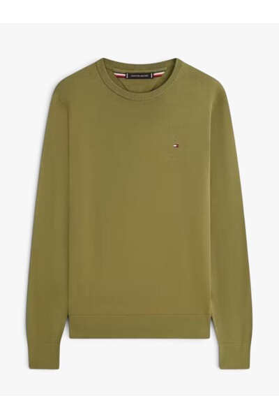 Tommy Hilfiger PIMA ORG CTN CASHMERE CREW NECK Erkek Yeşil Kazak - MW0MW28046