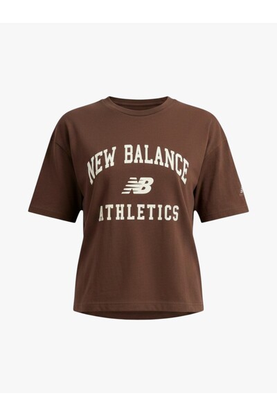 New Balance NB LIFESTYLE WOMEN T-SHIRT Kadın Kahverengi T-Shirt - WNT1402