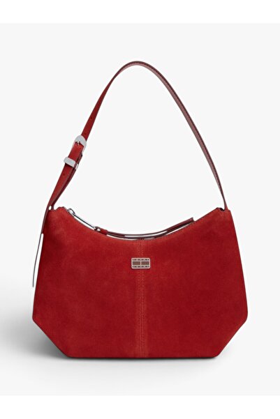 Tommy Hilfiger TJW SLOUCHY SUEDE SHOULDER BAG Kadın Kırmızı Çanta - AW0AW18859