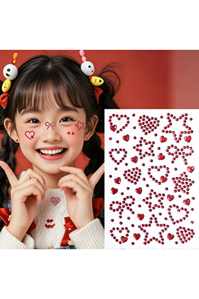 Choice 12x8x1CM Red 1Pcs Stickers Heart Star Face Gem Tattoos Stickers Self-A...