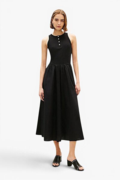 Tommy Hilfiger Kadın GOLD BUTTON POPLIN MIX DRESS WW0WW49628-THBDS