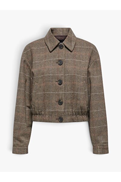 ONLY ONLRICCA LIFE CHECK JACKET OTW Kadın Kahverengi Dış Giyim - 15356760