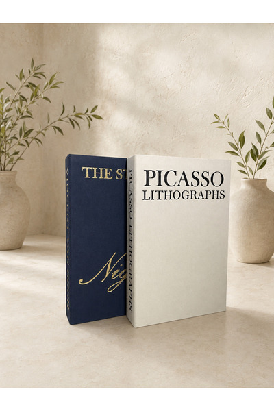 LUMEYA HOME Picasso & Starry Night 2’li Dekoratif Kitap Kutu Seti – Lacivert ...