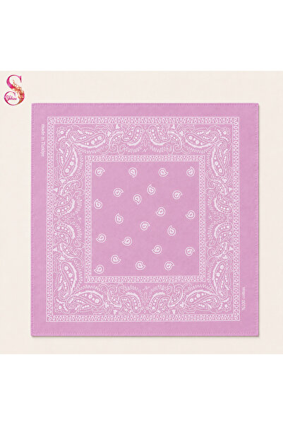 %100 Pamuk Paisley Desenli 50x50 cm Kadın Bandana Saç ve Boyun Aksesuarı