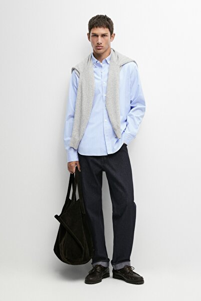Massimo Dutti %100 pamuklu regular fit çizgili gömlek