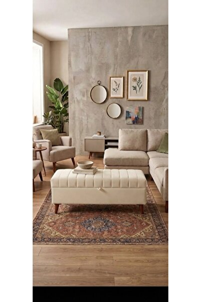 YUSE MOBİLYA VE AKSESUAR 140x40x45 Cayz Yatak Ucu Puf Krem