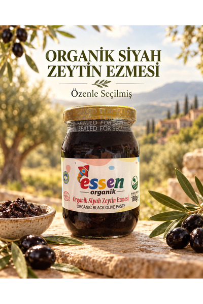 Essen Organik Organik Sade Zeytin Ezmesi 190 Cc (İLAVE TUZ IÇERMEZ)