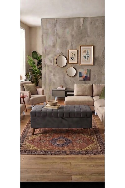 YUSE MOBİLYA VE AKSESUAR 100x40x45 Cayz Yatak Ucu Puf Antresit