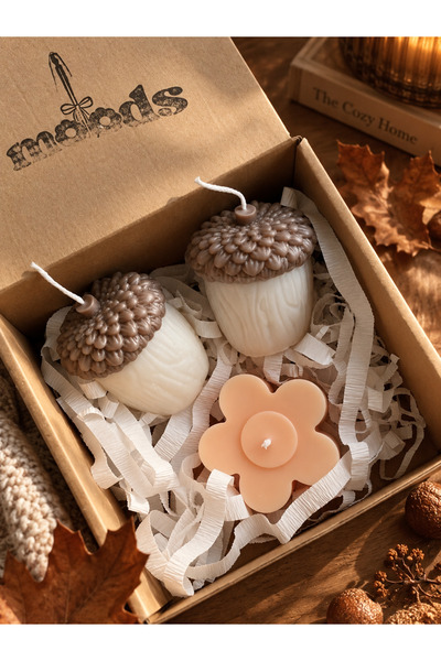 Moods Candle Studio Sonbahar Palamut Mum 2’li Set Hediye Çiçek Mum
