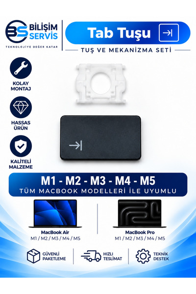 BSBİLİSİM Macbook Pro & Air M1-M2-M3 Uyumlu Yedek Fonksiyon Tuşları (Enter, S...