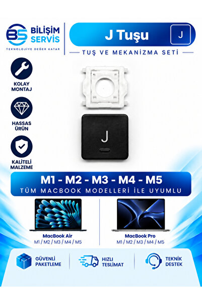 BSBİLİSİM Macbook Pro & Air M1-M2-M3 Uyumlu Klavye Yedek Tuş Seti (J - Ş Arası)