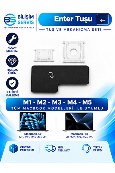 BSBİLİSİM Macbook Pro & Air M1-M2-M3 Uyumlu Yedek Fonksiyon Tuşları (Enter, S...