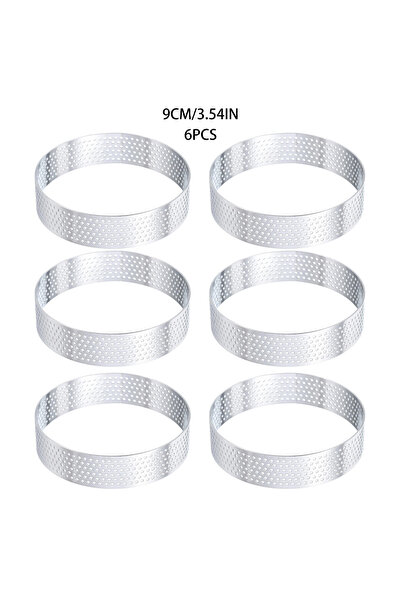 Choice6 6Pcs-9CM Stainless Steel Perforated Pastry Ring Mold for French Tarte...
