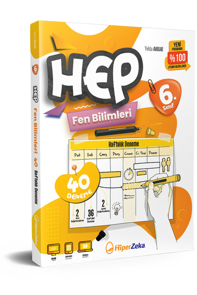 HiperZeka 2027 6. Sınıf Haftalık HEP Fen Bilimleri 40 Deneme | Yelda AKKAR