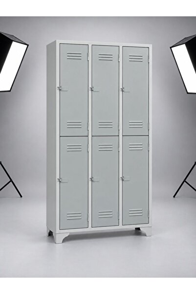 AFE DEKOR 6 Kapaklı Çelik Soyunma Dolabı 33x97x195 cm – Metal Personel Dolabı...