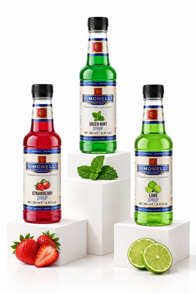 Simonelli Çilek, Nane ve Lime Aromalı Kokteyl Şurubu 250 ml (25 cl) - Mojito,...