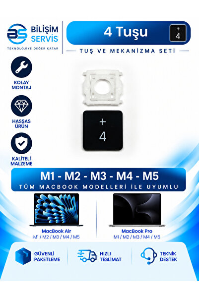 BSBİLİSİM Macbook Pro & Air M1-M2-M3 Uyumlu Yedek Tuş Seti - Rakamlar ve Özel...