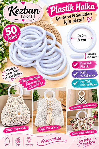 Kezban Tekstil 1.kalite Lif Halkası - Plastik Halka 8 Cm (50 Adet)