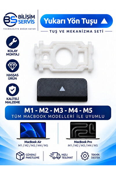 BSBİLİSİM MacBook Pro / Air M Serisi (2020–2026) Yön Tuşu – Mekanizmalı Klavy...