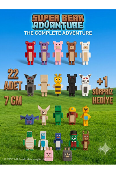 Store 22 adet Karakter (Super Bear Adventure Oyun Karakteri)