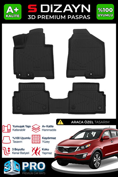S Dizayn S-Dizayn Kia Sportage 3D Pro Havuzlu Paspas 2011-2015 A+ Kalite 3DS-...
