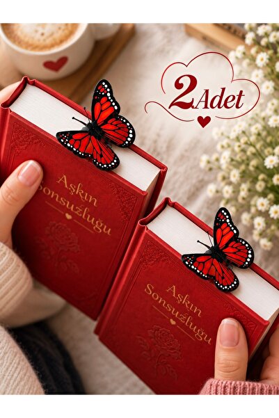 Omegan 2 Adet Kırmızı Kelebek Şeklinde Kitap Ayracı