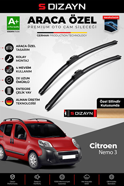 S Dizayn S-Dizayn Citroen Nemo Ön Cam Silecek Seti 2008 Üzeri Premium Araca Ö...