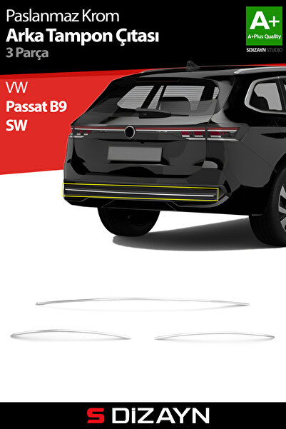 S Dizayn S-Dizayn VW Passat B9 SW Krom Arka Tampon Çıtası 3 Prç. 2024 Üzeri A...