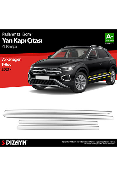 S Dizayn S-Dizayn VW T-Roc Makyajlı Krom Yan Kapı Çıtası 4 Prç. 2021 Üzeri 76...