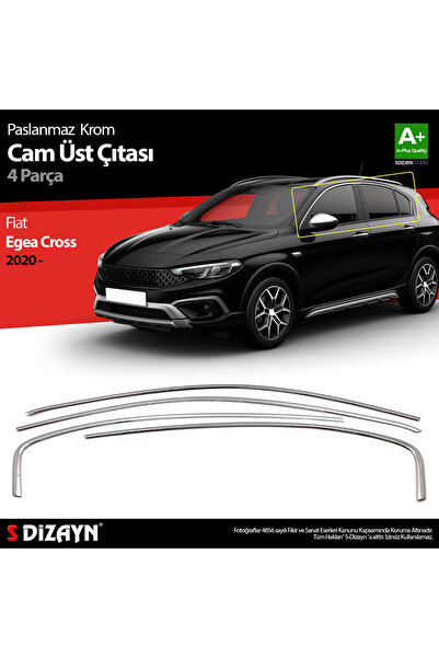 S Dizayn S-Dizayn Fiat Egea Cross Krom Cam Üst Çıtası 4 Prç. 2020 Üzeri (Mat ...