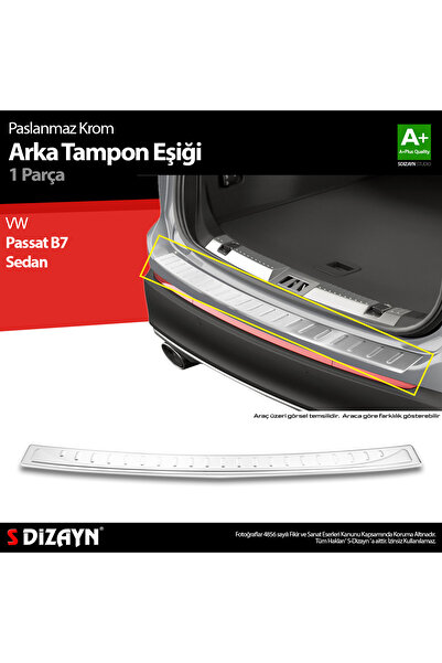 S Dizayn S-Dizayn VW Passat B7 Sedan Krom Arka Tampon Eşiği 2010-2015 A+ Kali...