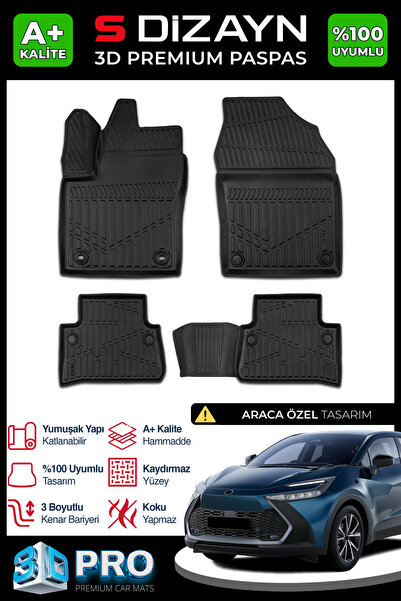 S Dizayn S-Dizayn Toyota C-HR 3D Pro Havuzlu Paspas 2023 Üzeri A+ Kalite 3DS-...