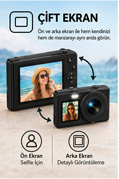 NEFFO 4K Dijital Retro Video Kamera 48MP Flaşlı Kart Dijital Vlog Fotoğraf Makinesi