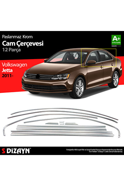 S Dizayn S-Dizayn VW Jetta Krom Cam Çerçeve Seti 12 Prç. 2011-2019 A+ Kalite ...