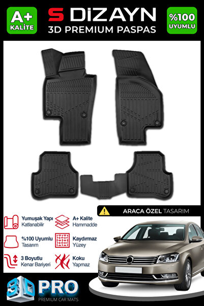S Dizayn S-Dizayn VW Passat B7 3D Pro Havuzlu Paspas 2010-2014 A+ Kalite 3DS-...