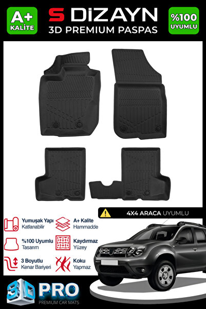 S Dizayn S-Dizayn Dacia Duster 4x4 3D Pro Havuzlu Paspas 2013-2018 A+ Kalite ...