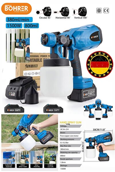 BÖHRER ALMAN V598 ÇİFT AKÜLÜ 1.8 MM PROFESYONEL BOYA PÜSKÜRTME İLAÇLAMA MAKİNESİ
