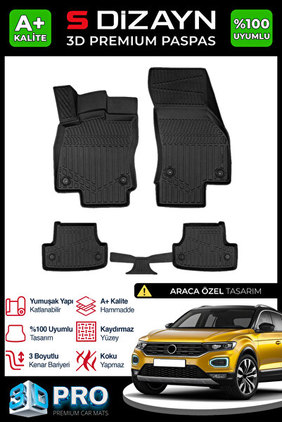 S Dizayn S-Dizayn VW T-Roc 3D Pro Havuzlu Paspas 2019 Üzeri A+ Kalite 3DS-SDZ060