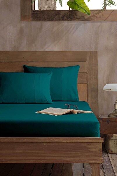 Elart Ranforce Fitted Single Bed Sheet Cotton (100X200Cm) Emerald Green