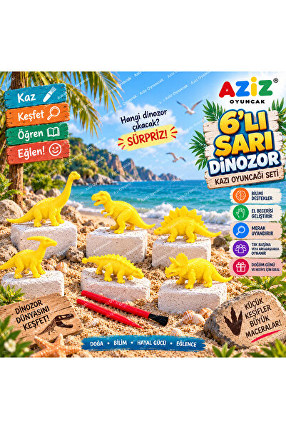 AZİZ OYUNCAK 💛   6 Piece Dinosaur Science Educational Activity Set, Activity...
