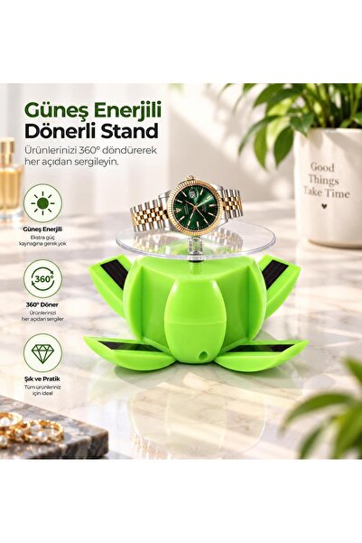 STAND MARKET Güneş Enerjili Dönerli Stand Kanatlı Model Yeşil