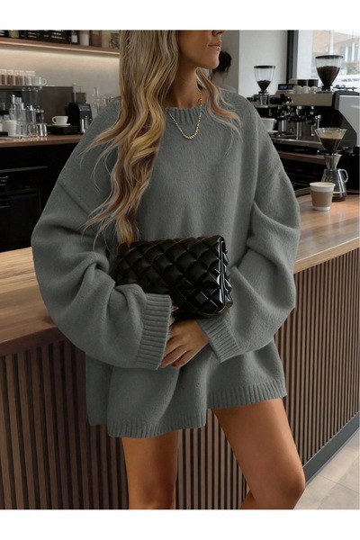 moda mh TRIOU DE BAZĂ CU Gâtul Rotund, Textura Moale, Mărime Oversize, Pulove...