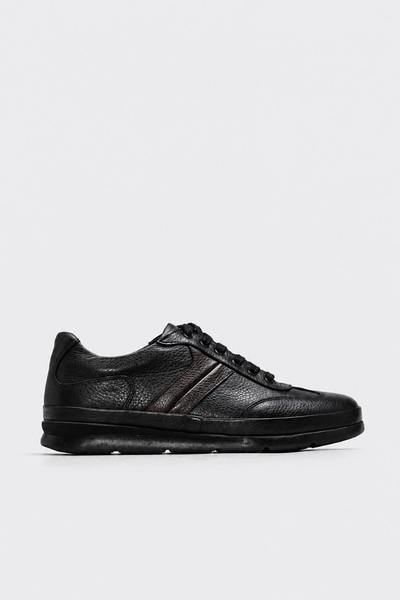 FAST STEP Genuine Leather Men's Black Sneakers 855MA650