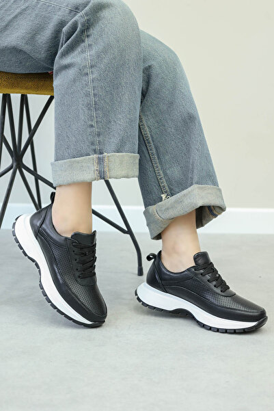 FAST STEP Hakiki Deri Siyah Kadın Casual Ayakkabı 136ZA503