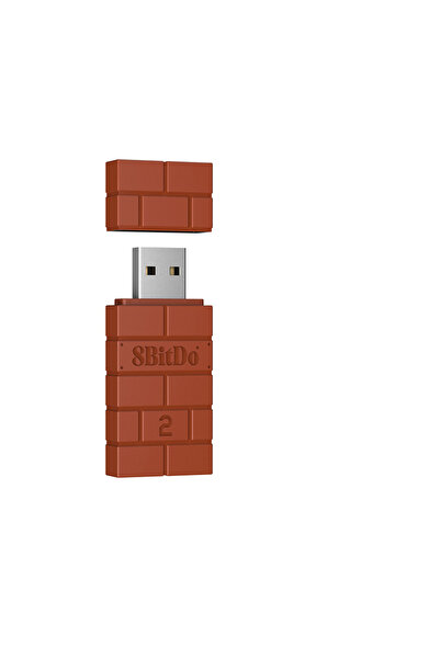 8Bitdo محول بلوتوث لاسلكي USB أحمر اللون، مزود بجهازَي استقبال، متوافق مع نين...